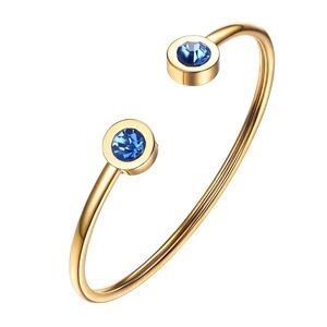 Prosteel | Stainless Steel Birthstone Cuff Bracelet in Gold & Blue
